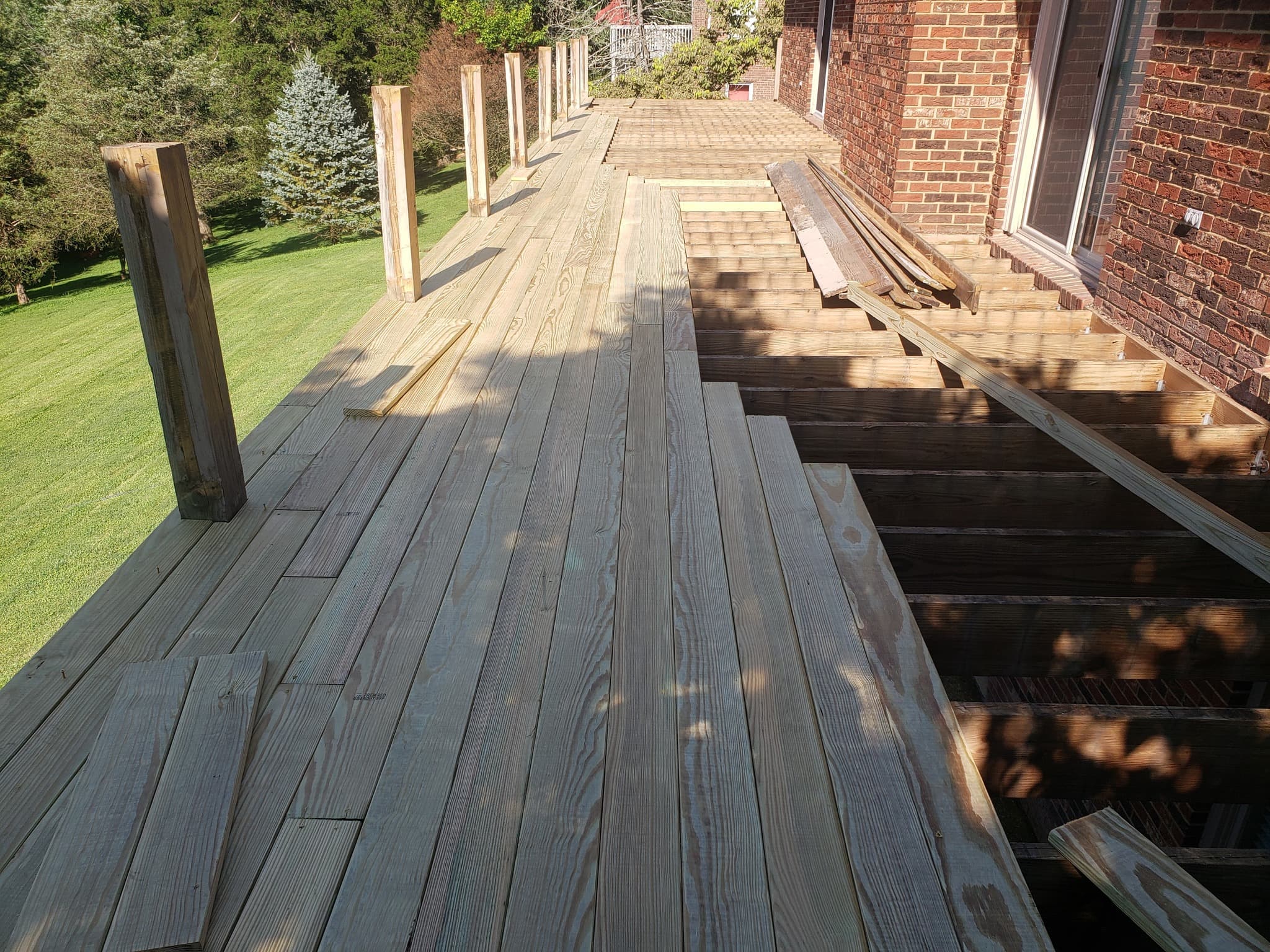 Deck framing in progress